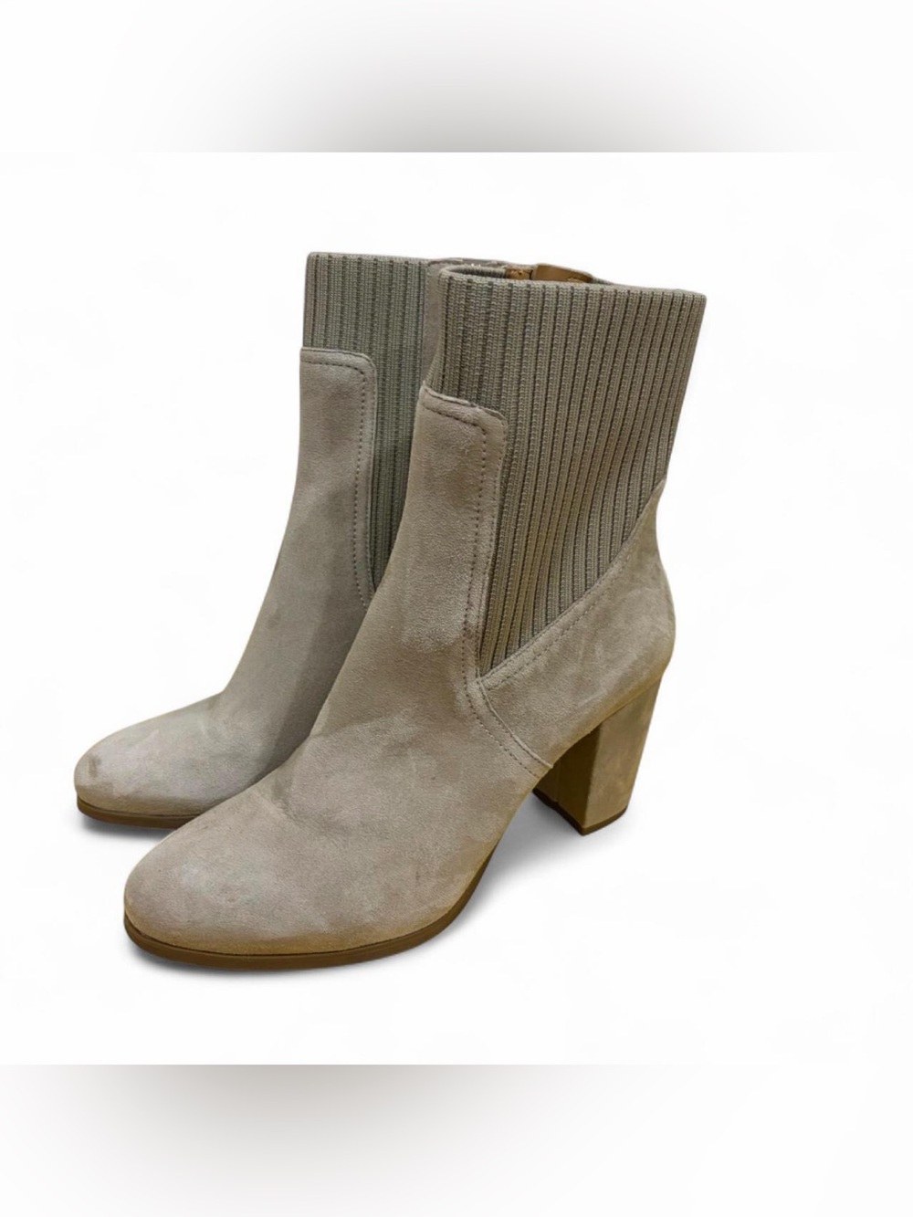 Vionic Taupe Suede Ribbed Ankle Kaylee Booties
